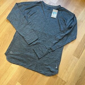 Men's Gray Nike Yoga Long Sleeve Shirt